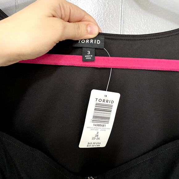 NEW Torrid Deep Black Peplum Bengaline Zipper Front Classic Tank Top 3X - Picture 5 of 9